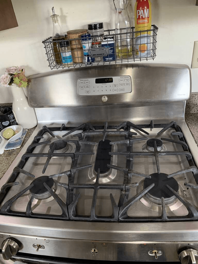 Polished gas range after residential cleaning