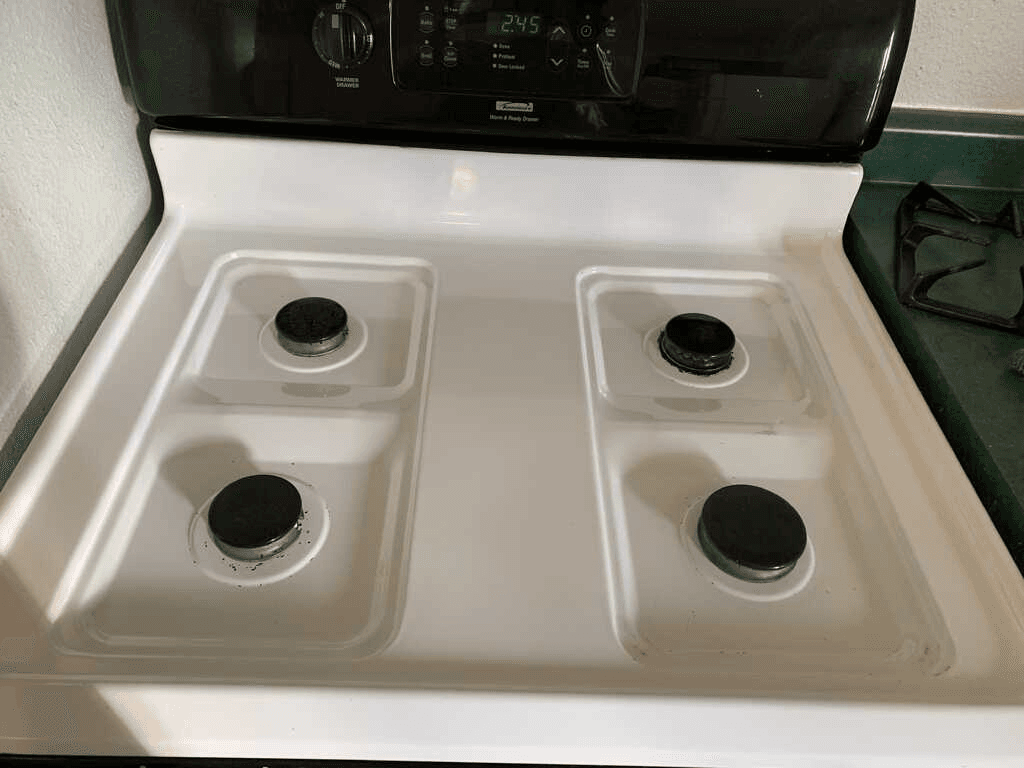 Spotless stovetop after kitchen deep clean